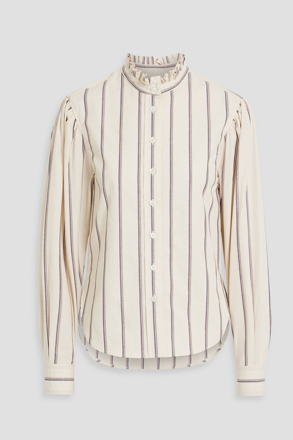 Isabel Marant Étoile Jancis Ruffled Striped Cotton Shirt In Ecru