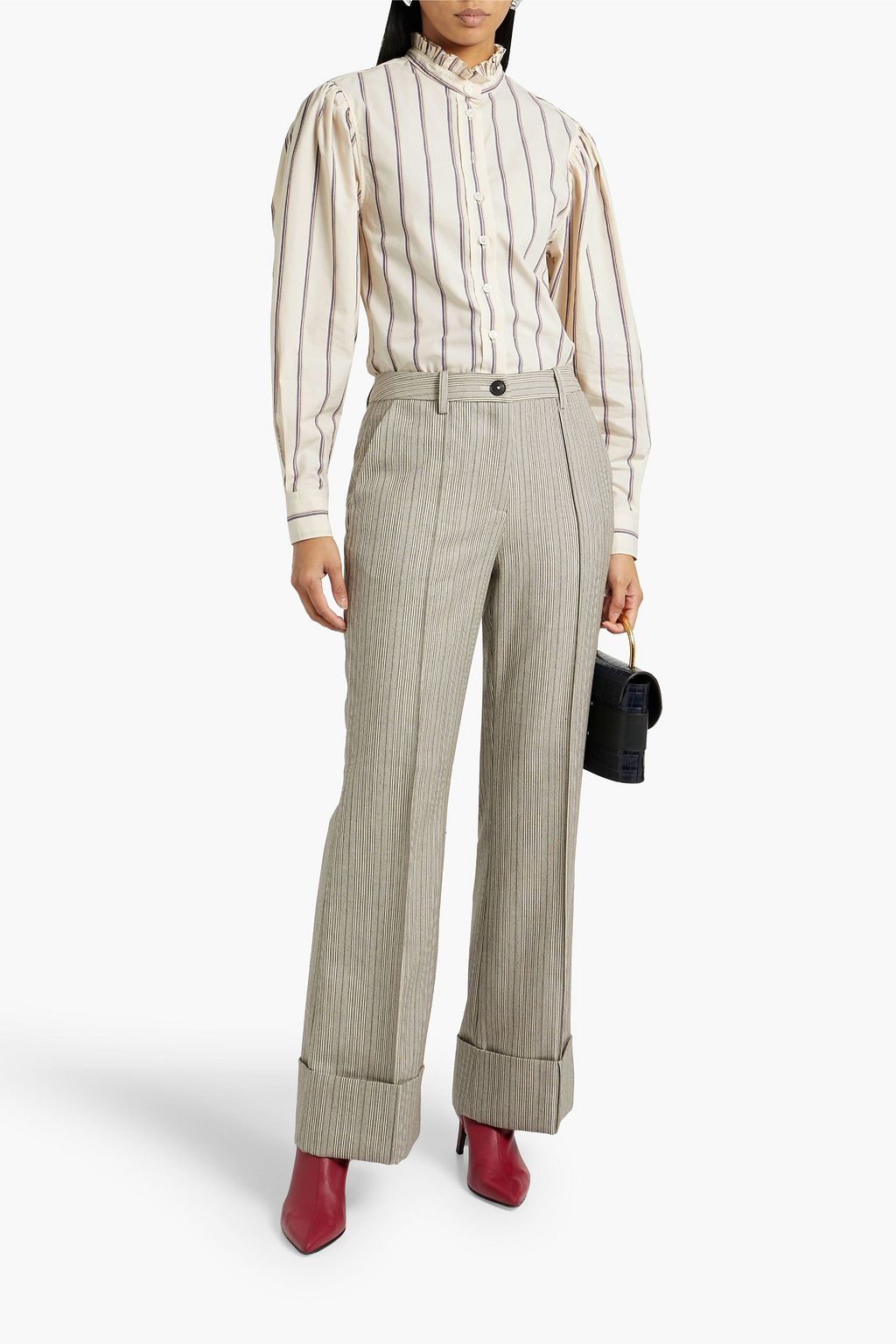 MARANT ÉTOILE Jancis ruffled striped cotton shirt