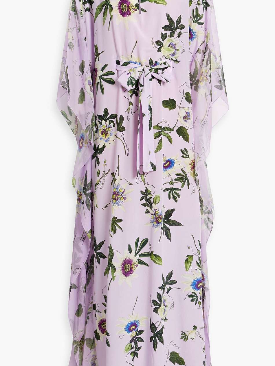 floral-print silk-chiffon kaftan