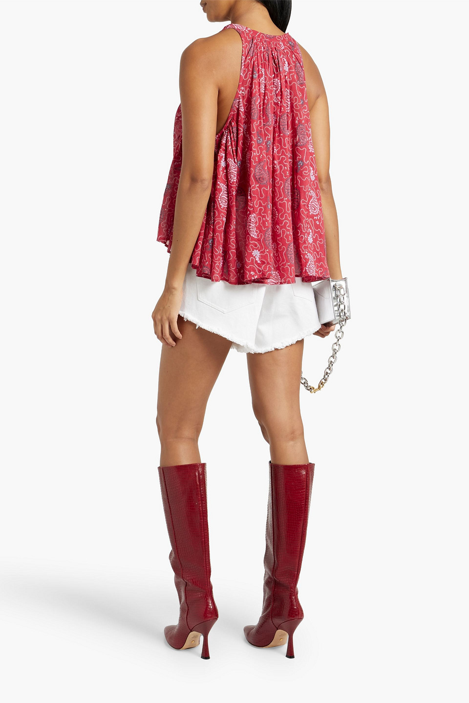 ISABEL MARANT ÉTOILE ABITI PINTUCKED PRINTED COTTON-VOILE TOP