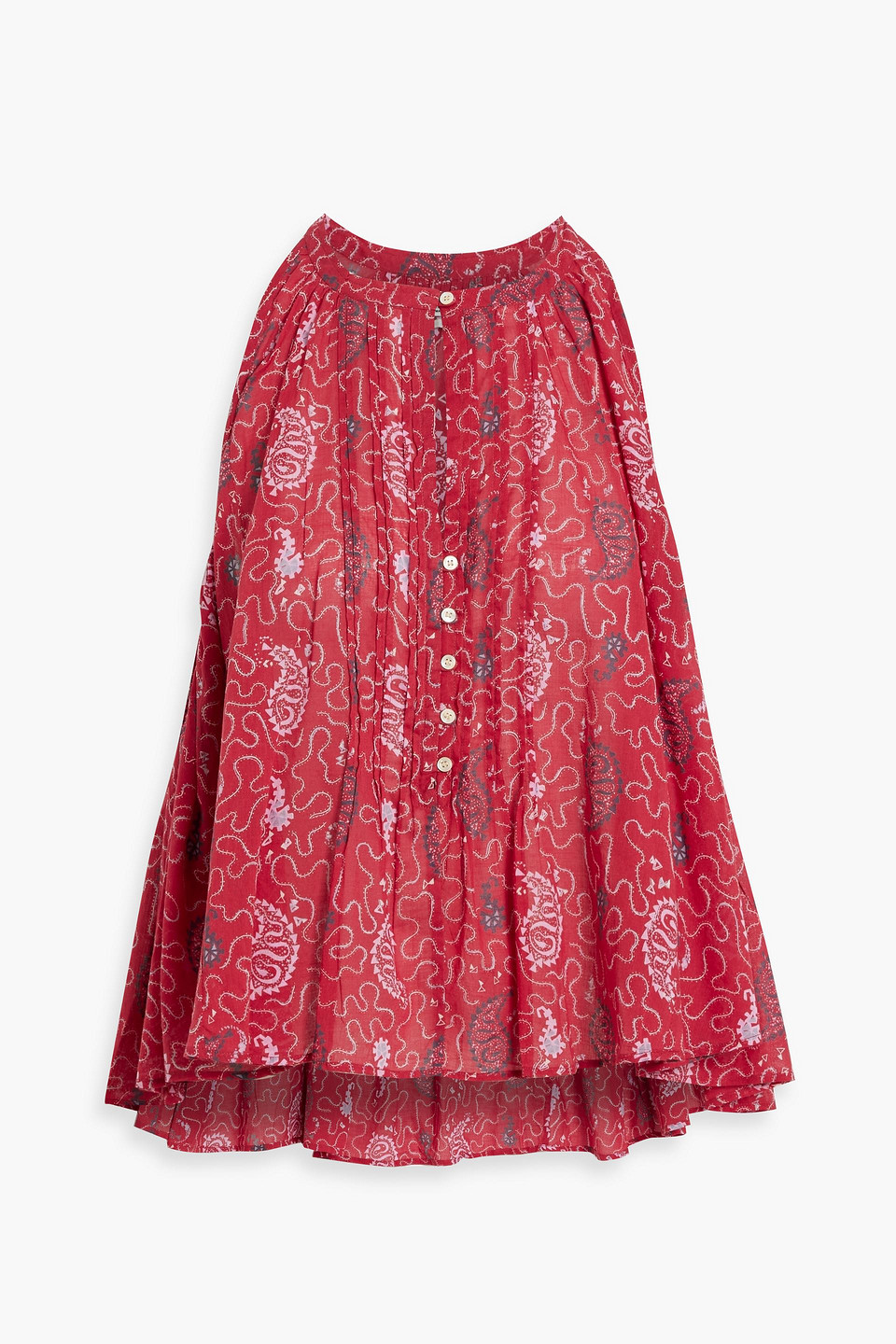 Marant Etoile Abiti Pintucked Printed Cotton-voile Top In Red