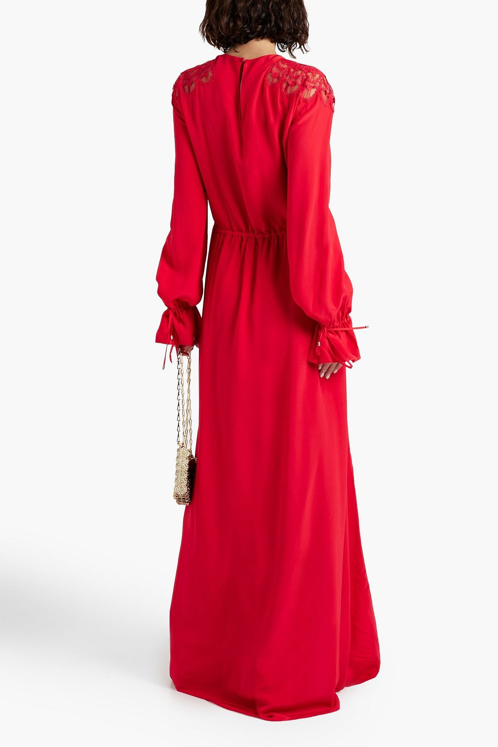 ZUHAIR MURAD Lace-paneled silk-crepe gown