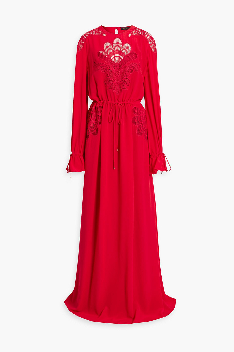 Zuhair Murad Lace-paneled Silk-crepe Gown In Red