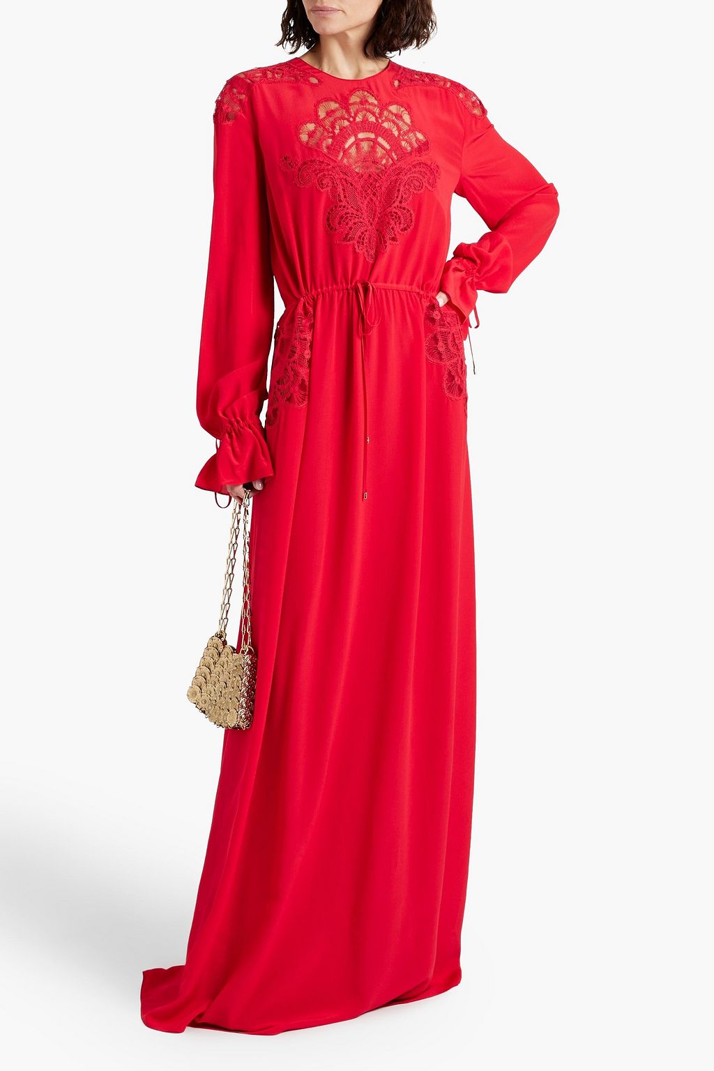 ZUHAIR MURAD Lace-paneled silk-crepe gown