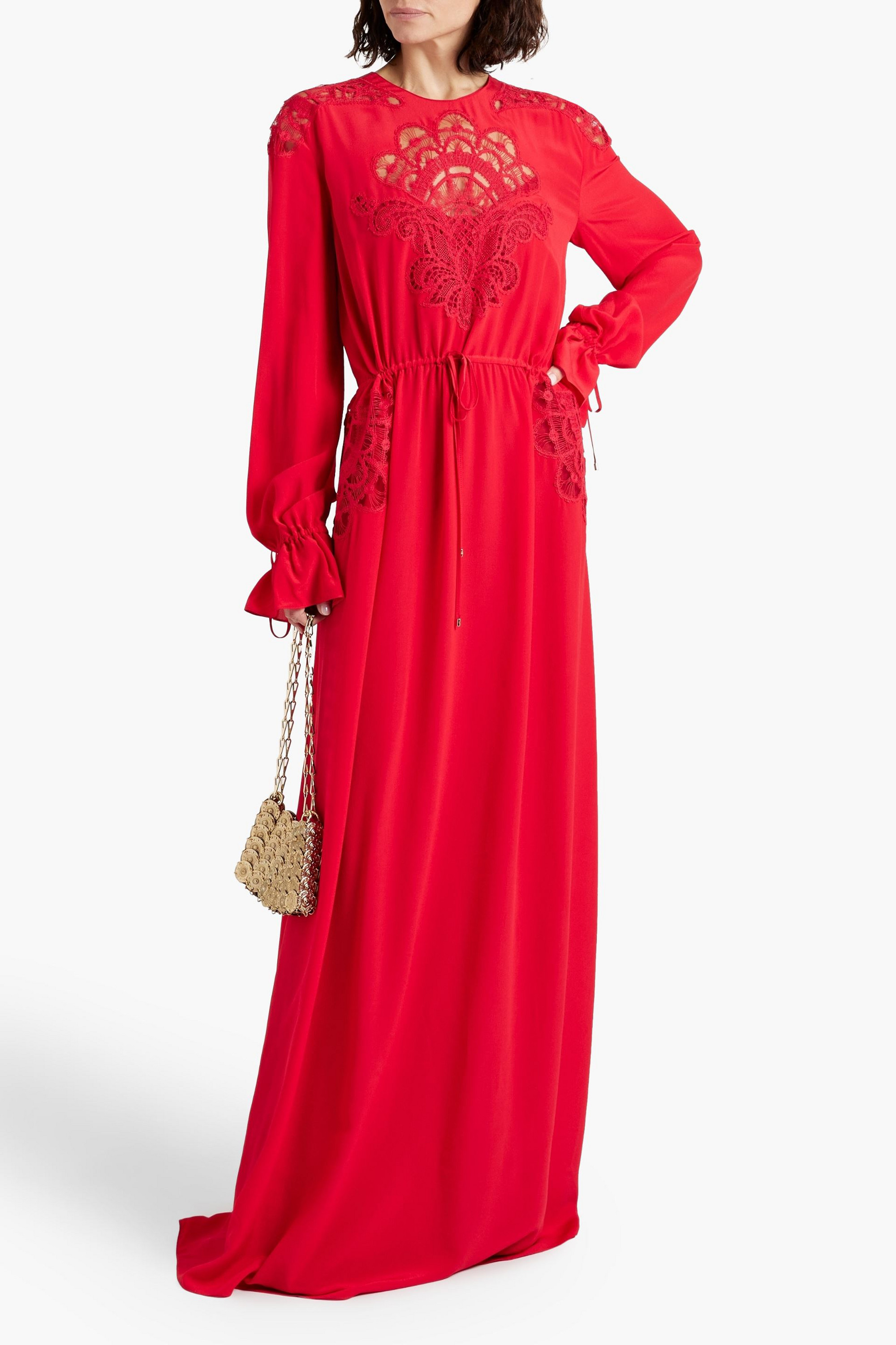 Zuhair Murad Lace-paneled silk-crepe gown