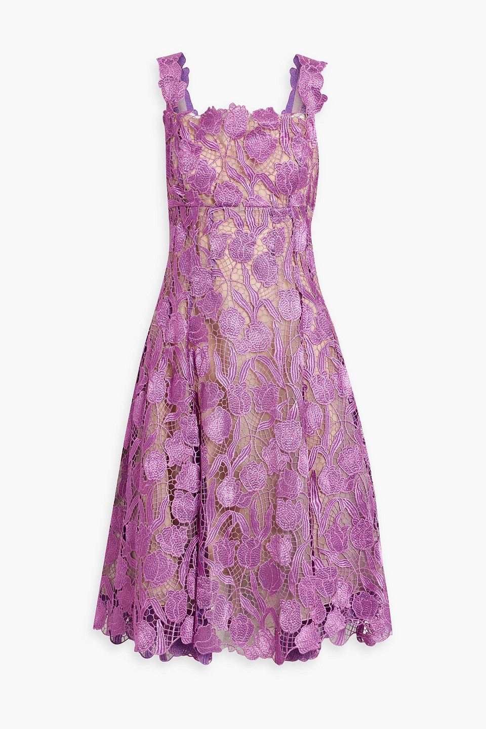 Oscar De La Renta Metallic Guipure Lace Dress In Lilac | ModeSens