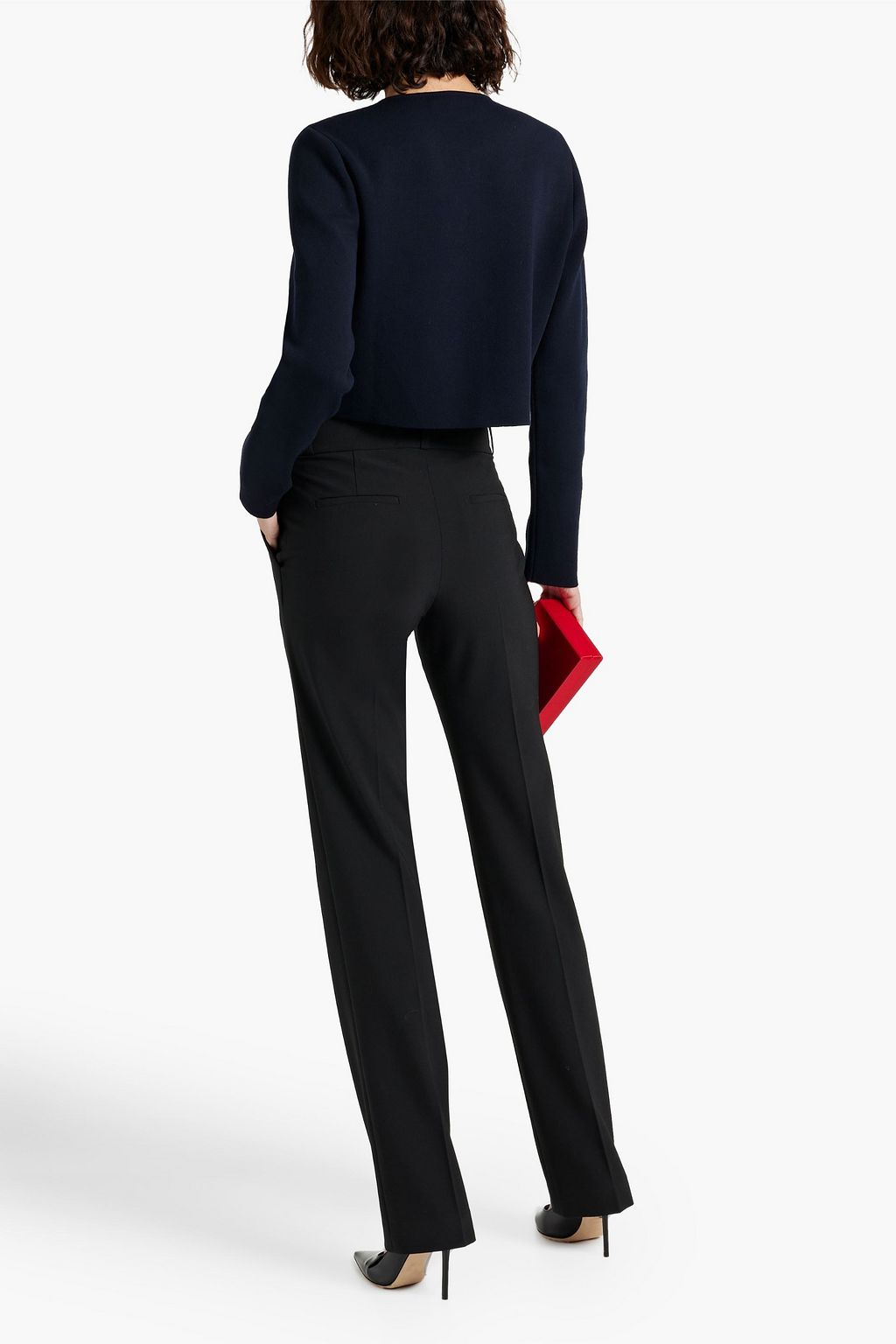 OSCAR DE LA RENTA Crystal-embellished stretch-knit cardigan