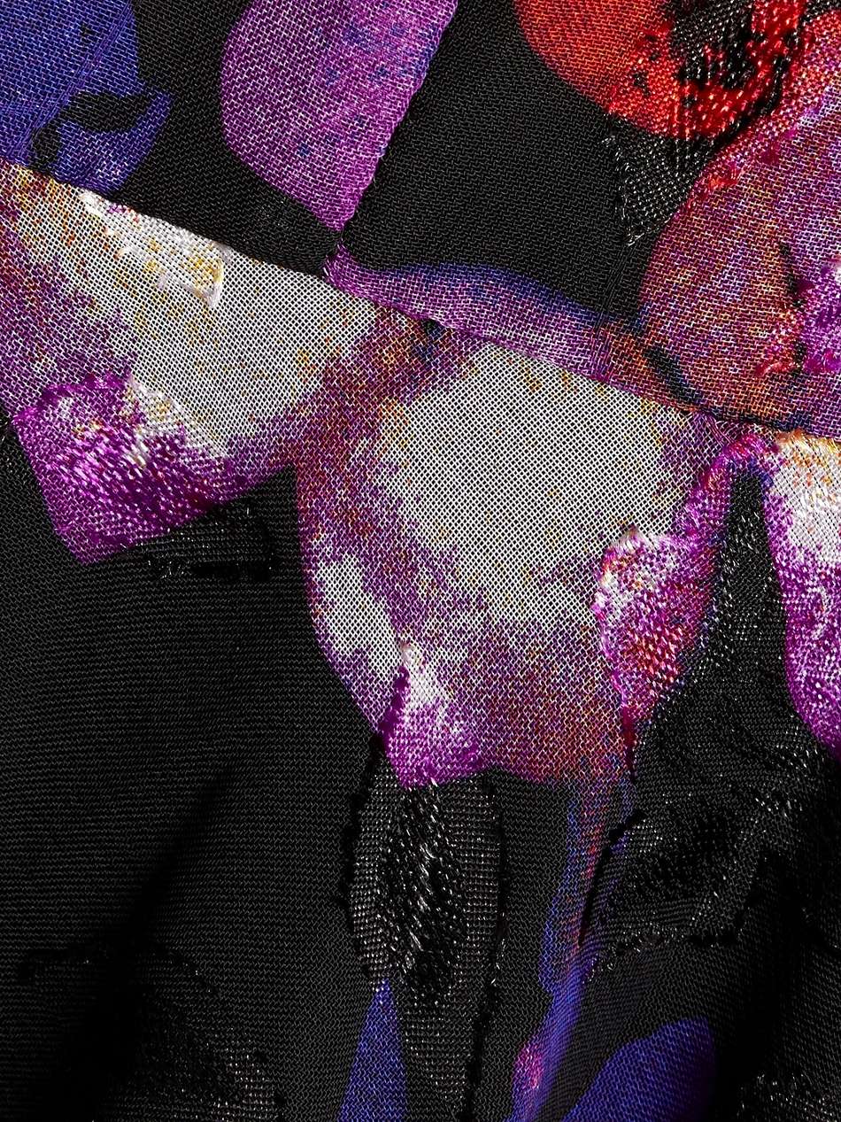 draped floral-print fil coupé chiffon shirt dress
