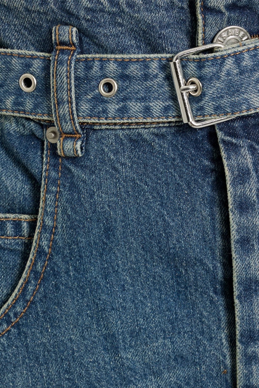 MARANT ÉTOILE Belted faded high-rise tapered jeans