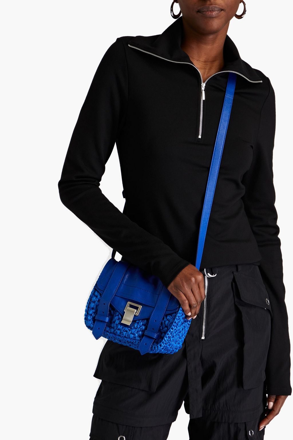 PROENZA SCHOULER Crossbody Bag aus strukturiertem Leder und Raffiabastimitat