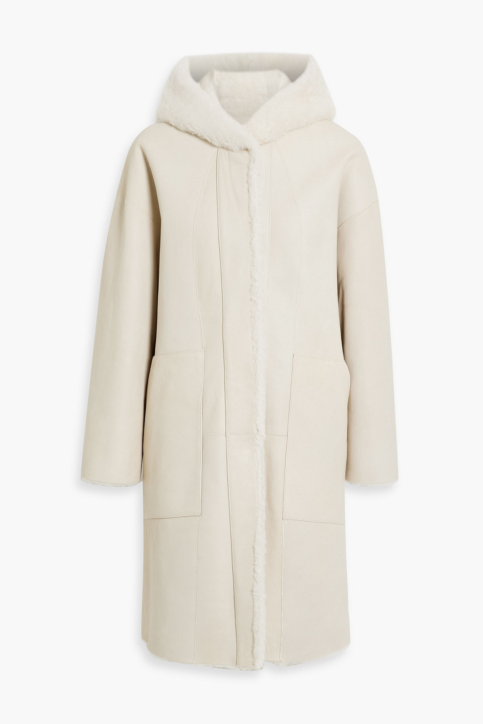 Dom Goor Reversible Shearling Hooded Coat In Off-white