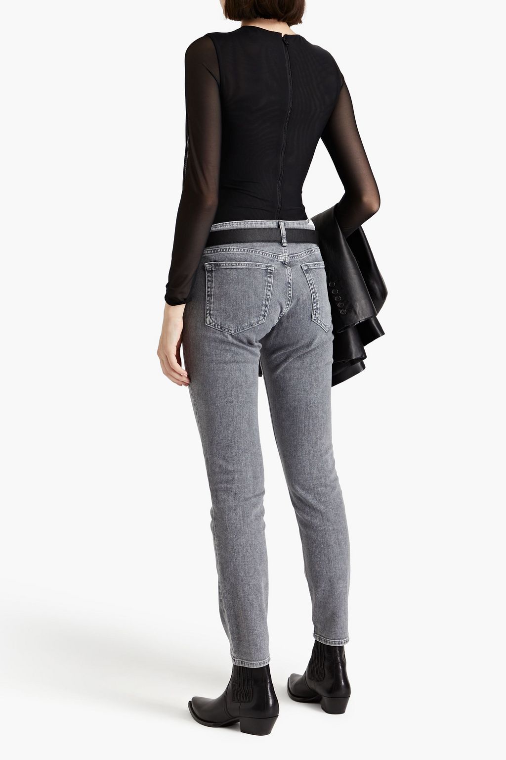 RAG & BONE جينز بأرجل ضيقة وخصر عالٍ مغسول بالحمض