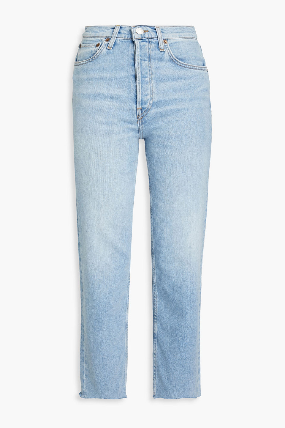 Cropped high-rise straight-leg jeans