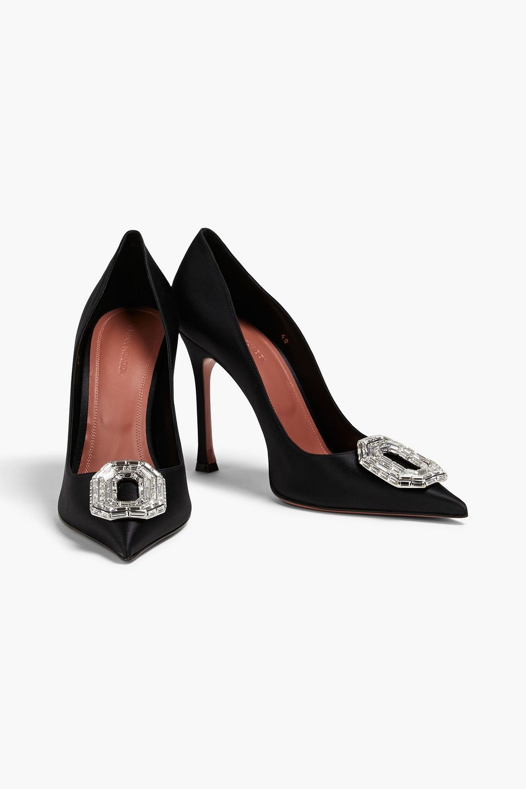 AMINA MUADDI Camelia crystal-embellished satin pumps
