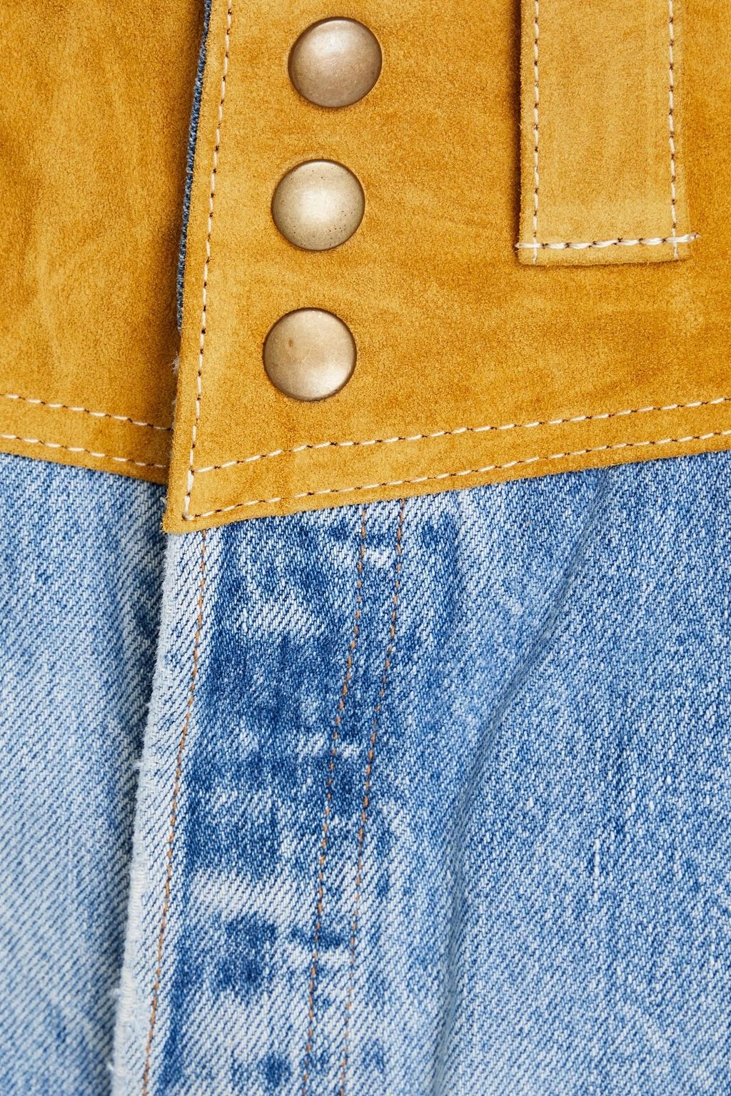 RE/DONE WITH LEVI'S Suede-paneled denim mini skirt