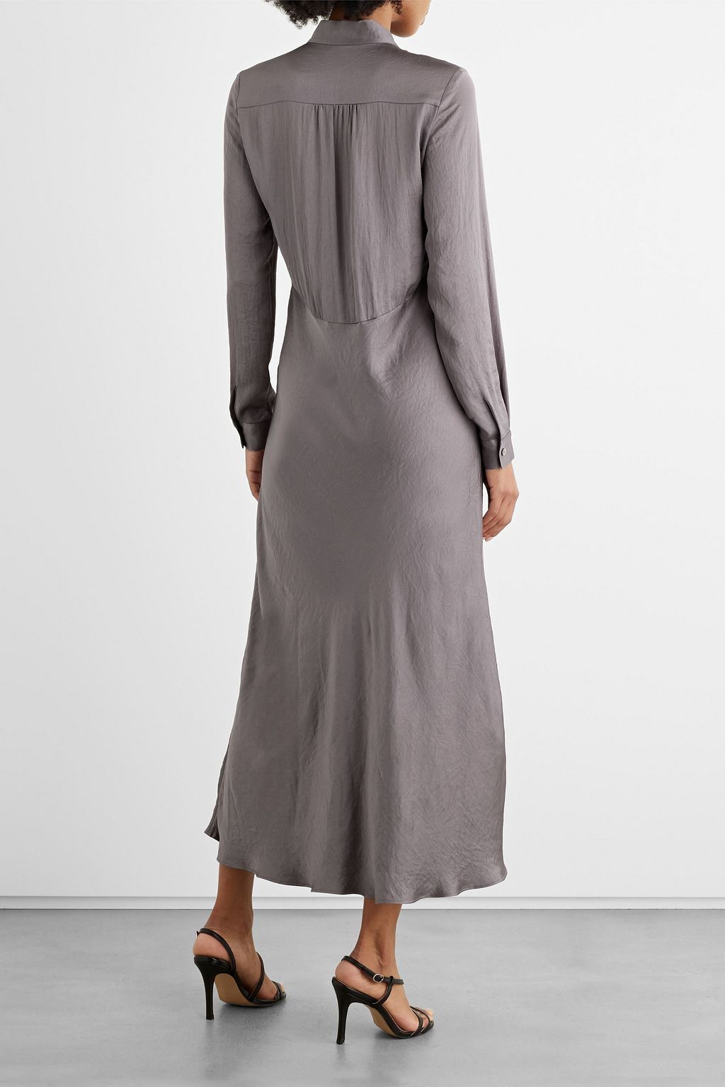 IRIS & INK Lillian pussy-bow satin-crepe maxi dress