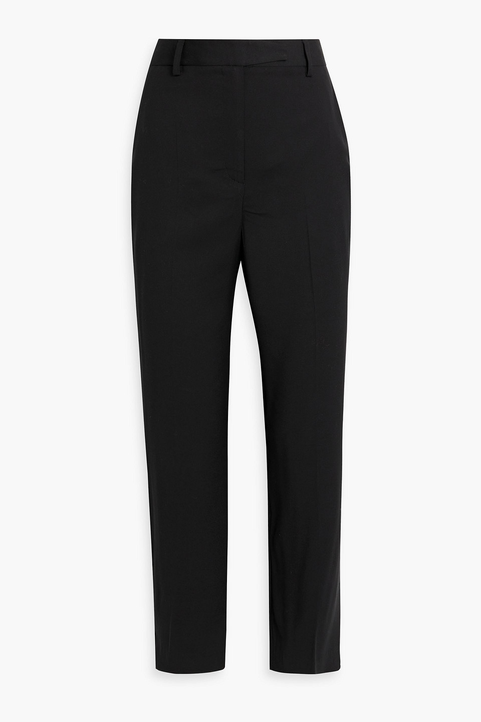 Iris & Ink Lucia Cropped Twill Slim-leg Trousers In Black