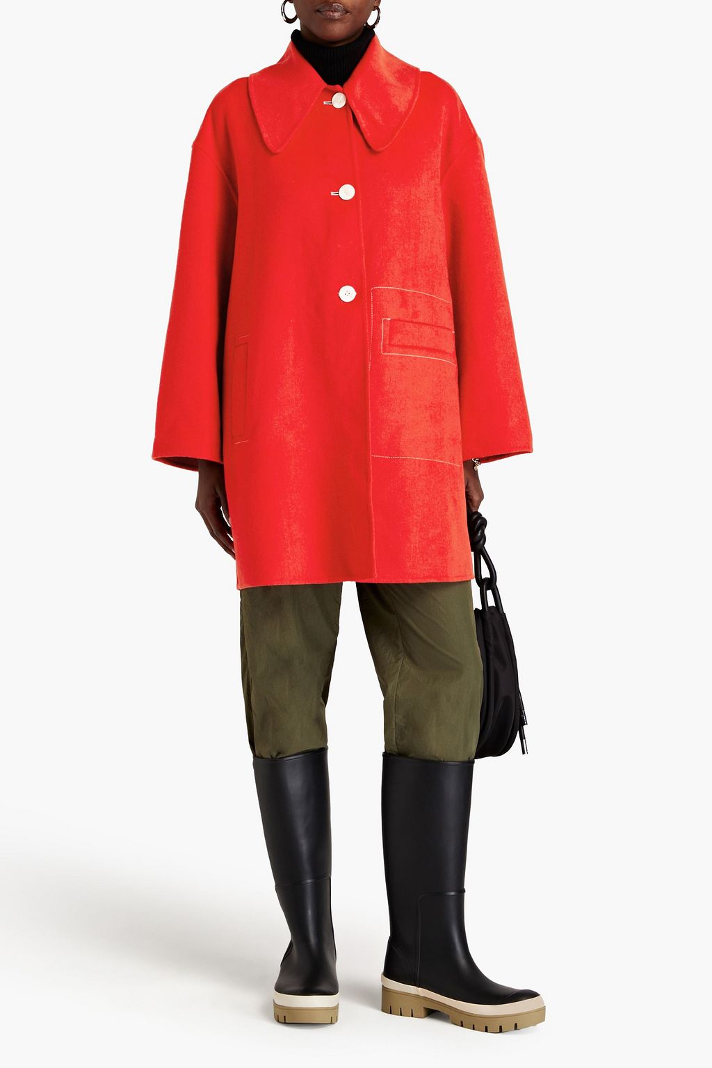 GANNI Wool-blend felt coat