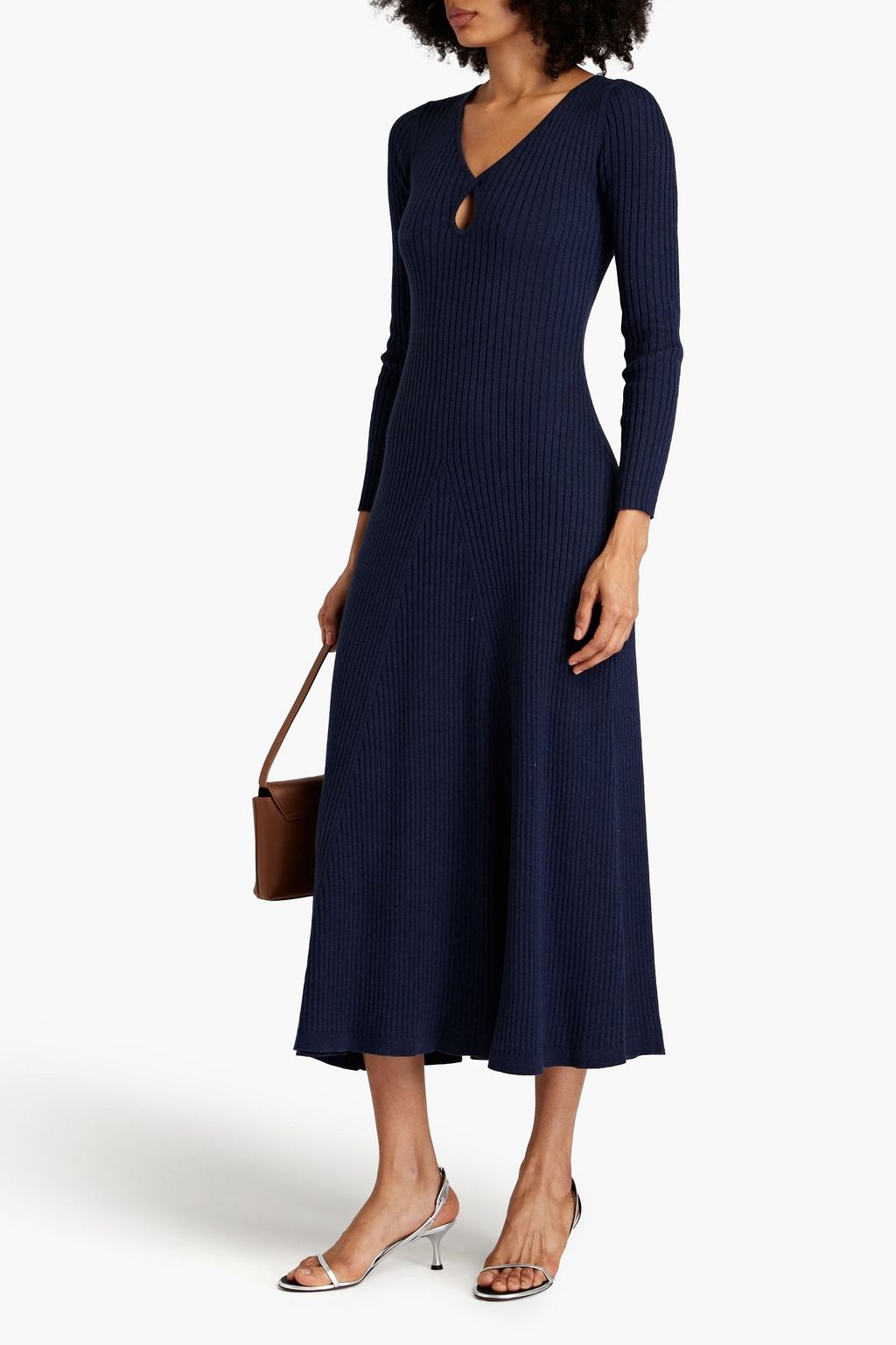 ANNA QUAN Cutout ribbed cotton midi dress