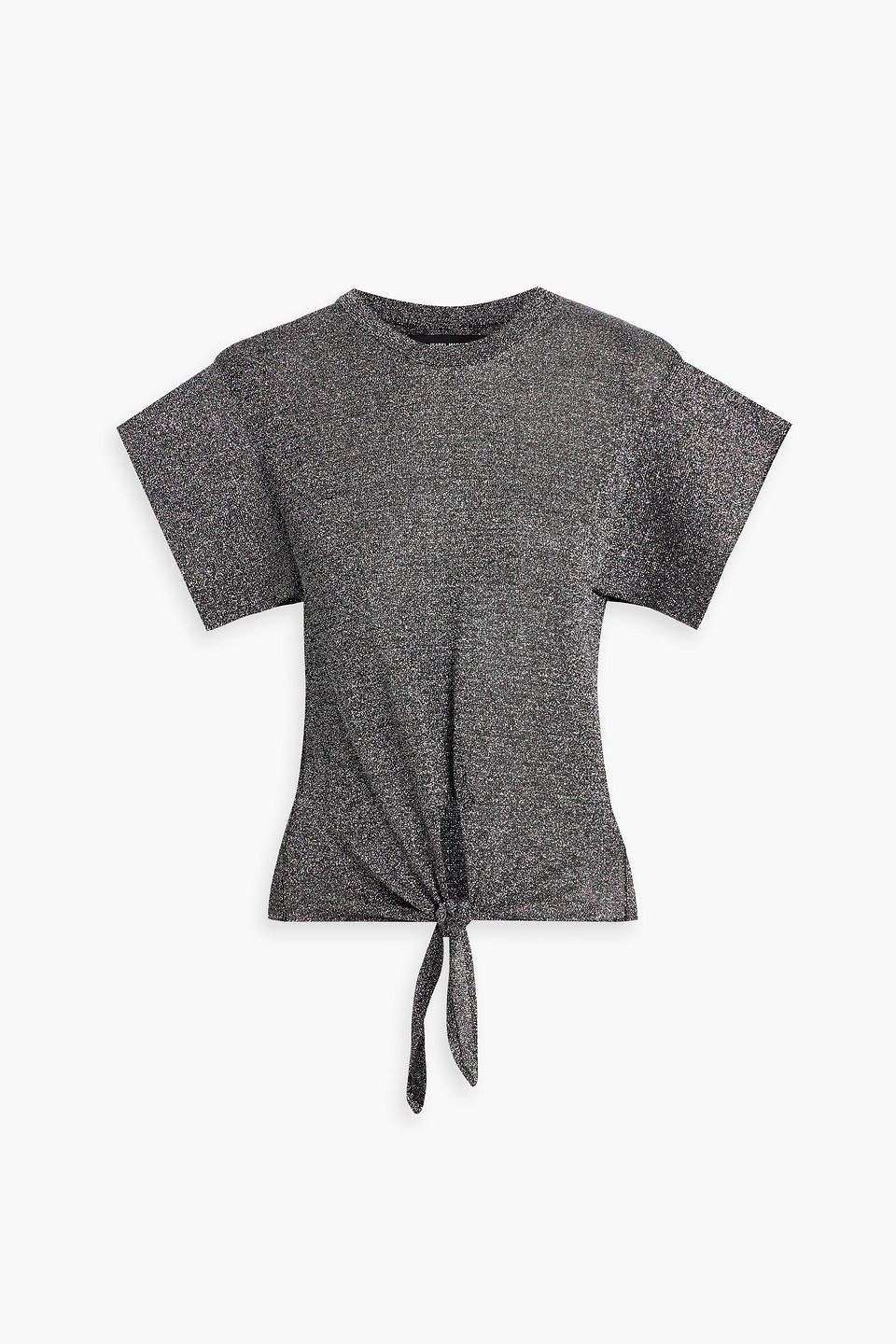 Isabel Marant Mendel Tie-front Metallic Jersey Top In Black