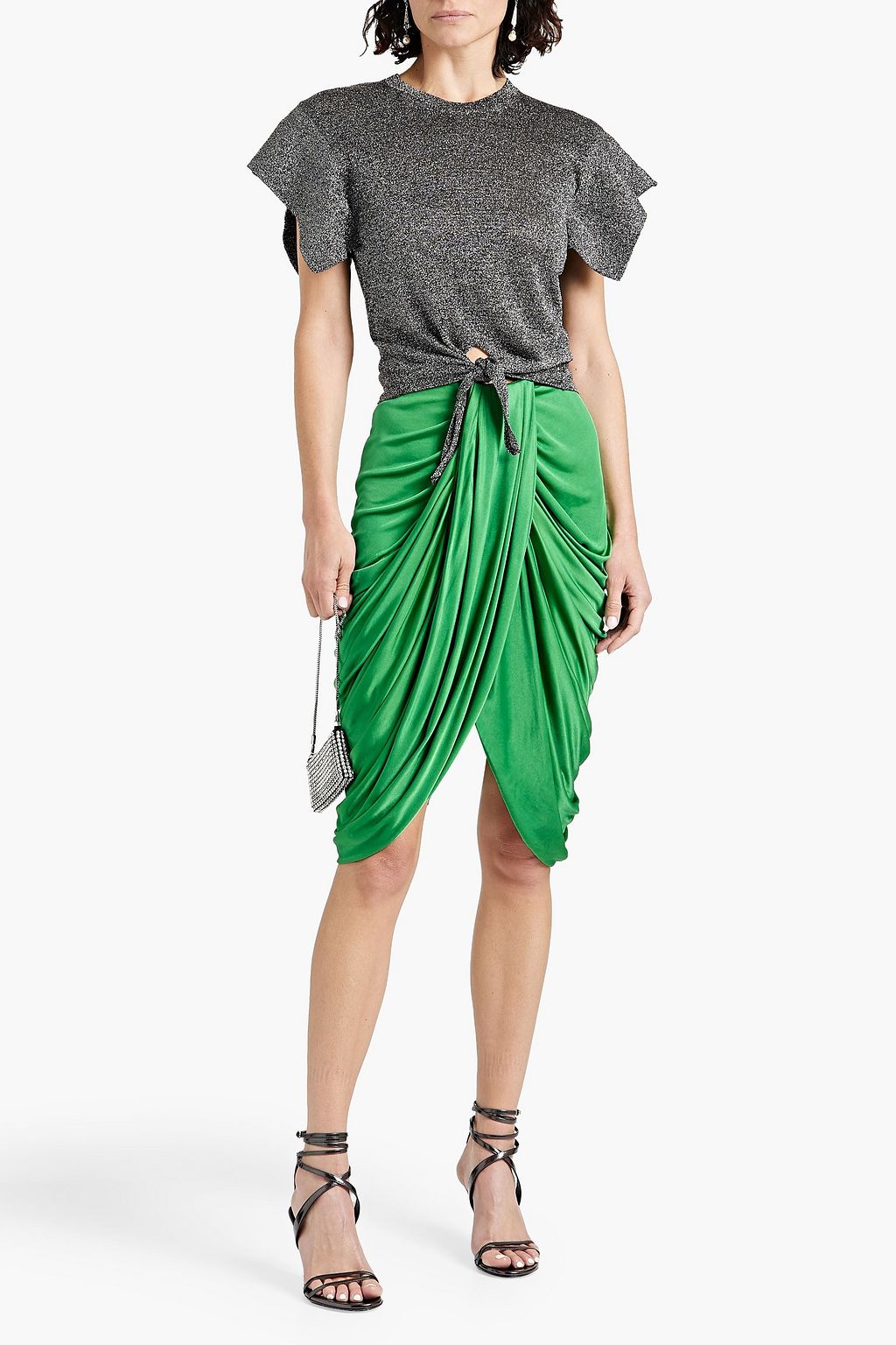 ISABEL MARANT Mendel tie-front metallic jersey top