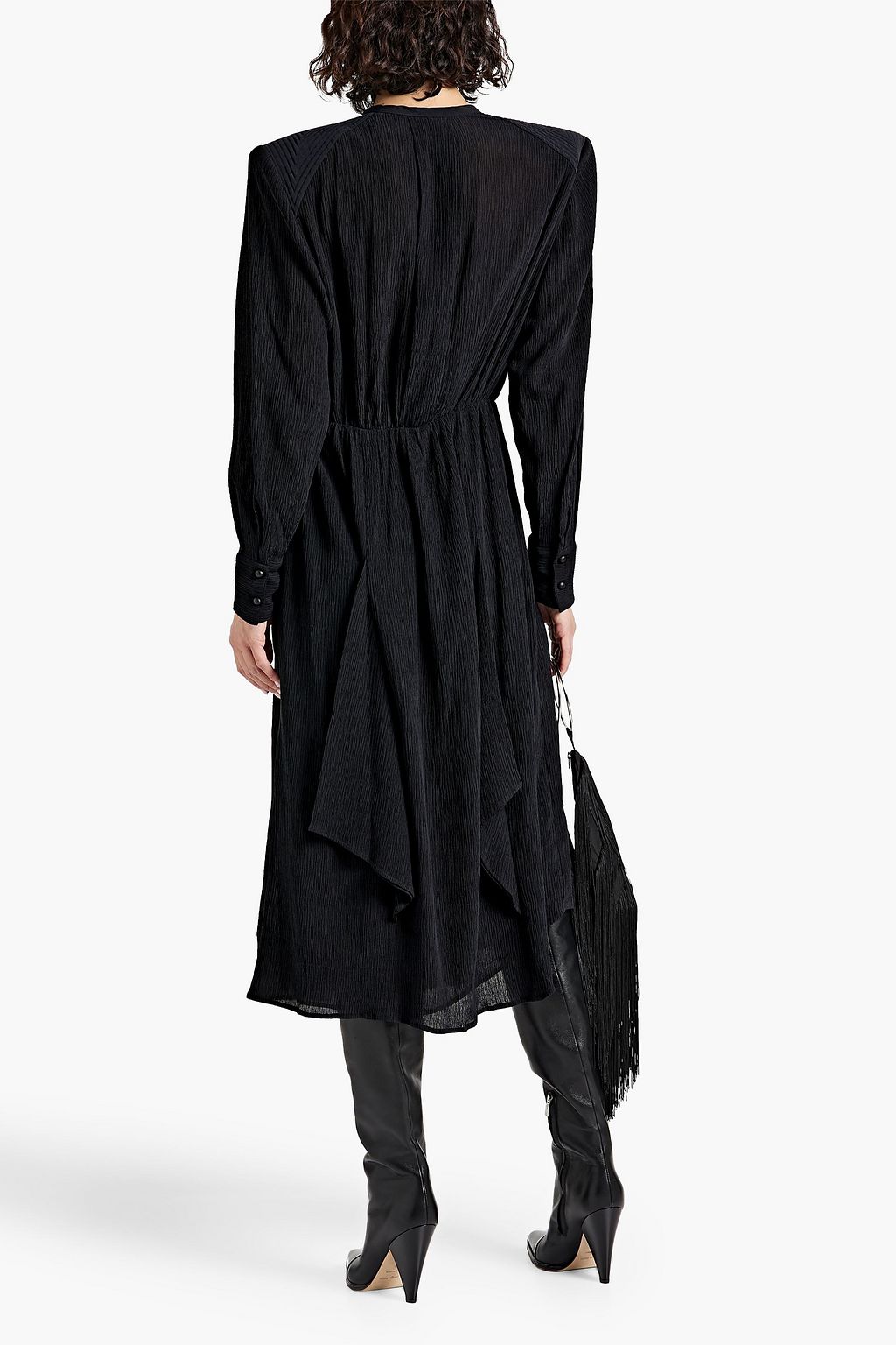 ISABEL MARANT Delio pleated cotton and silk-blend crepon midi dress
