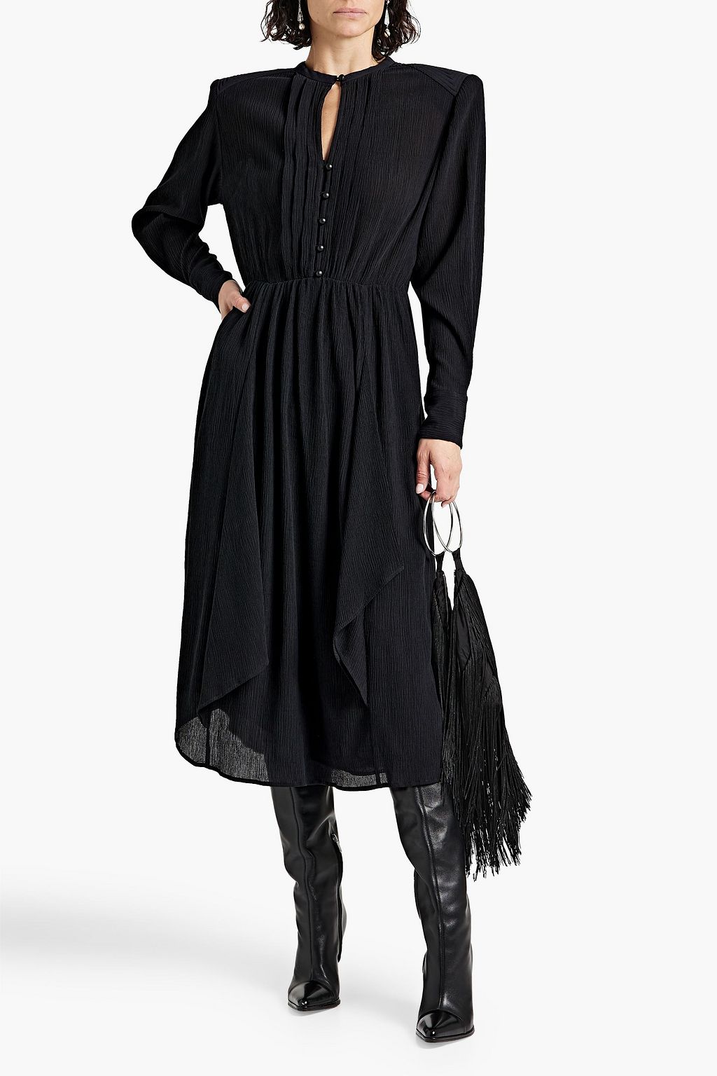 ISABEL MARANT Delio pleated cotton and silk-blend crepon midi dress