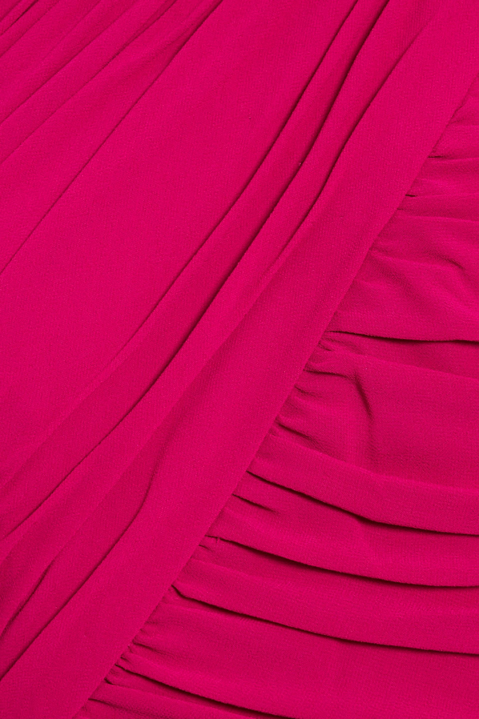 Shop Mikael Aghal One-shoulder Draped Crepe Gown In Fuchsia