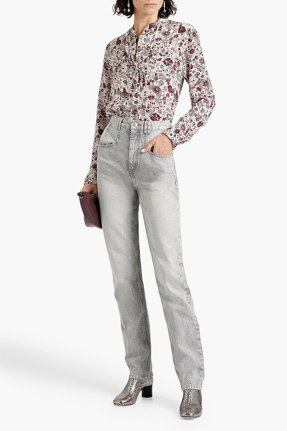 ISABEL MARANT GEMMA FLORAL-PRINT SILK CREPE DE CHINE BLOUSE