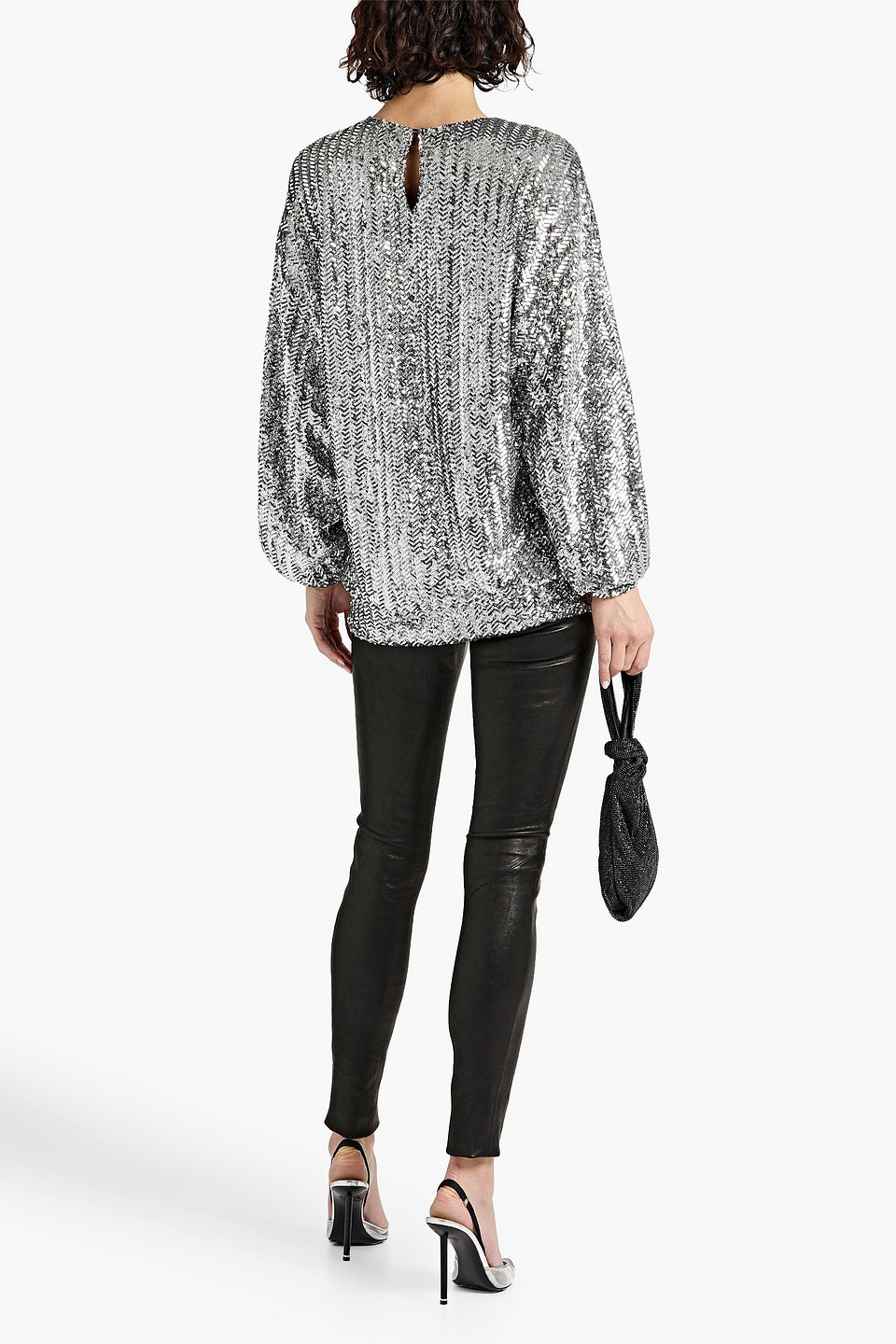 Isabel Marant Olivia Sequined Tulle Top In Silver