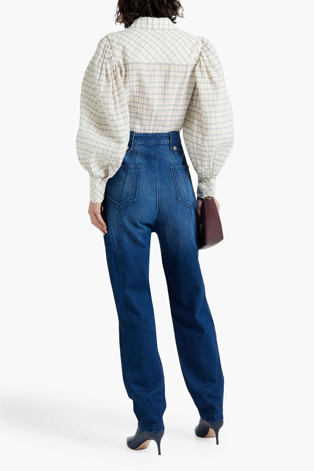 ISABEL MARANT Fanua checked cotton-blend seersucker shirt