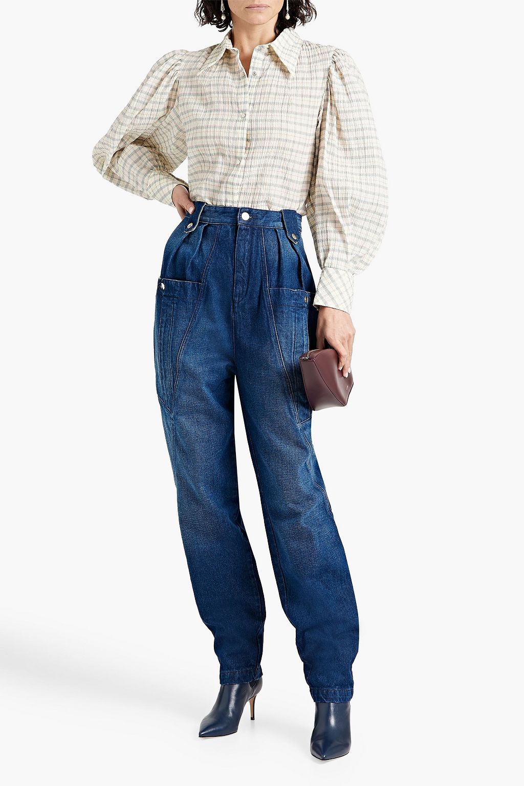 ISABEL MARANT Fanua checked cotton-blend seersucker shirt