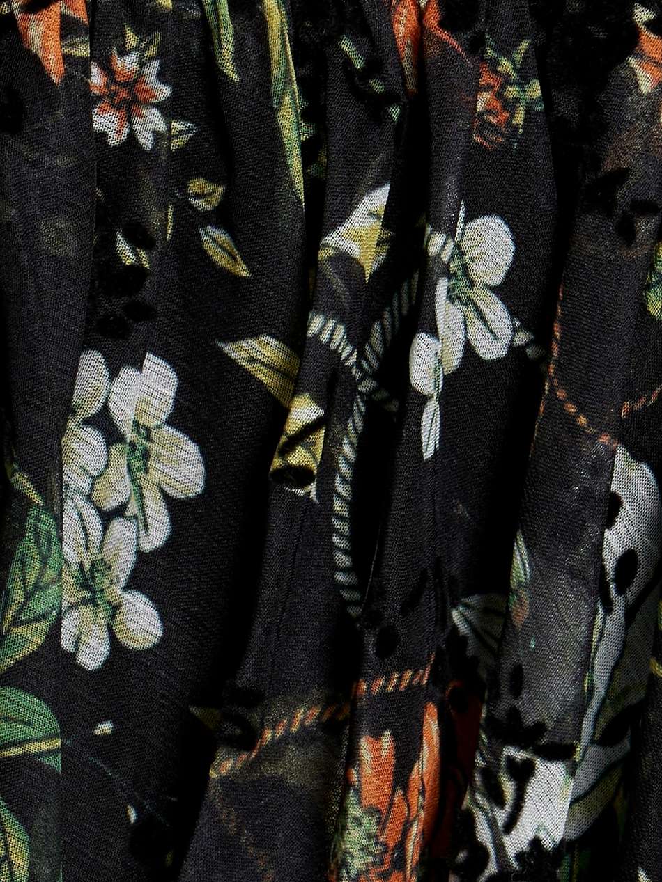 flocked floral-print chiffon midi dress