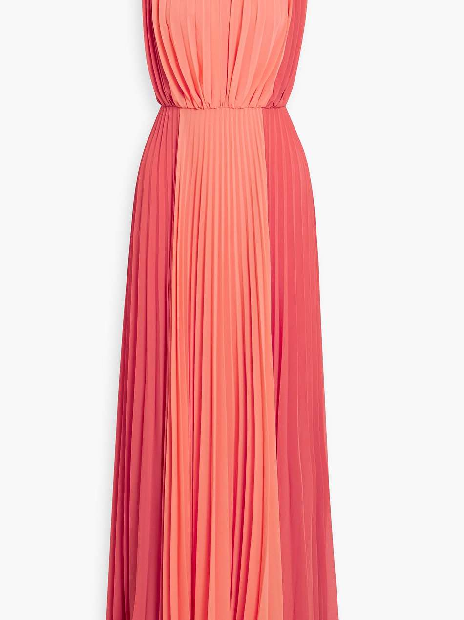 pleated two-tone chiffon gown