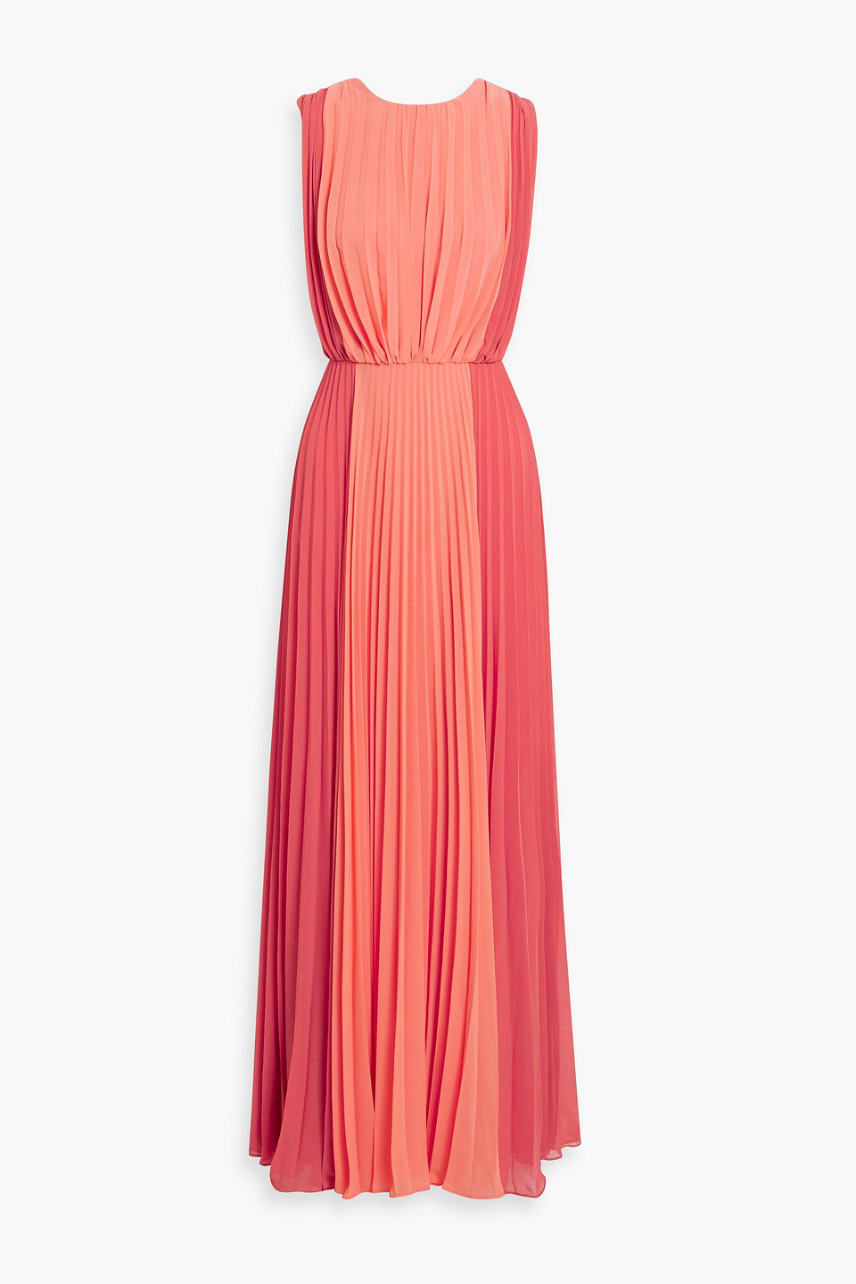 Pleated two-tone chiffon gown