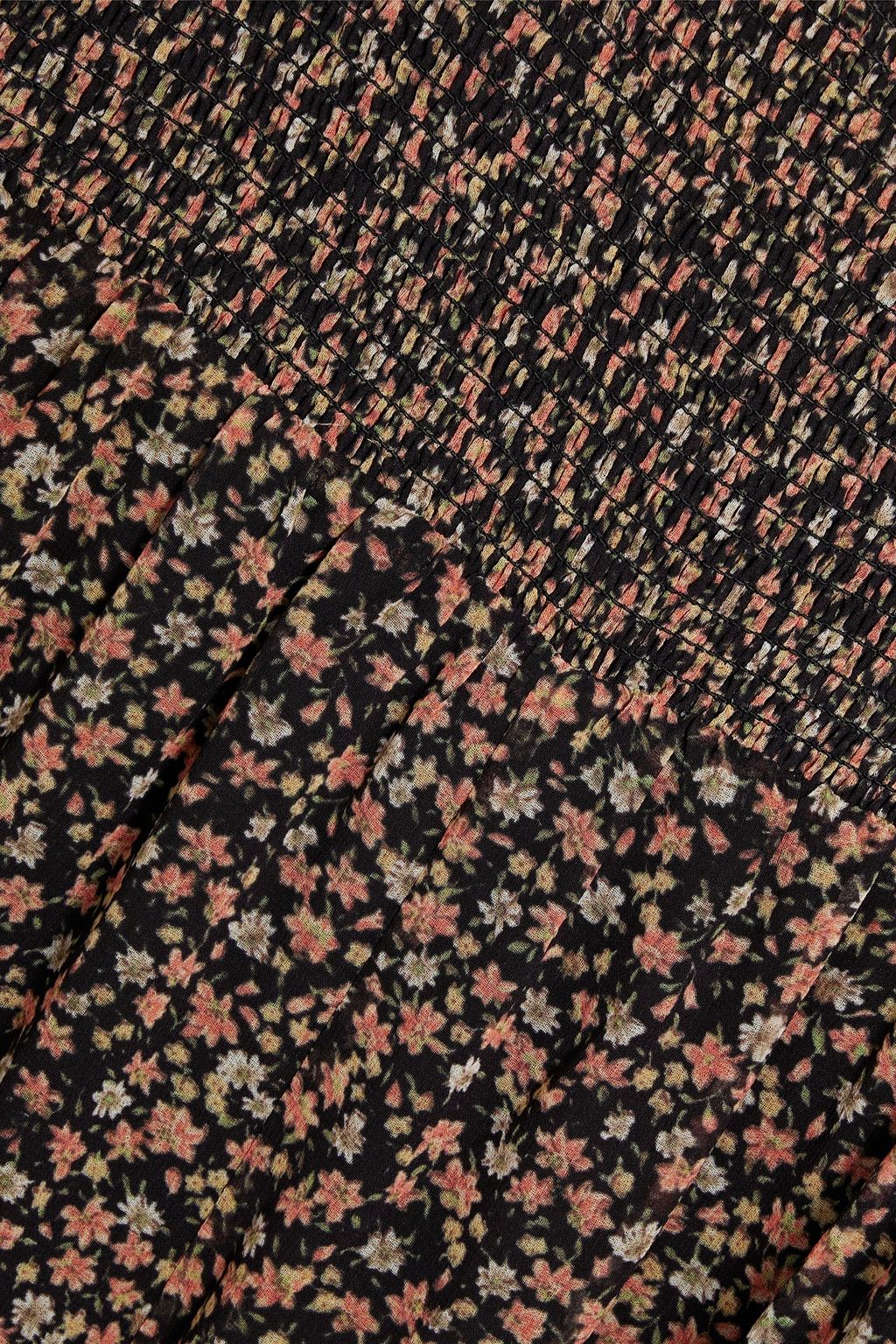 MIKAEL AGHAL Shirred floral-print crepe de chine wide-leg jumpsuit