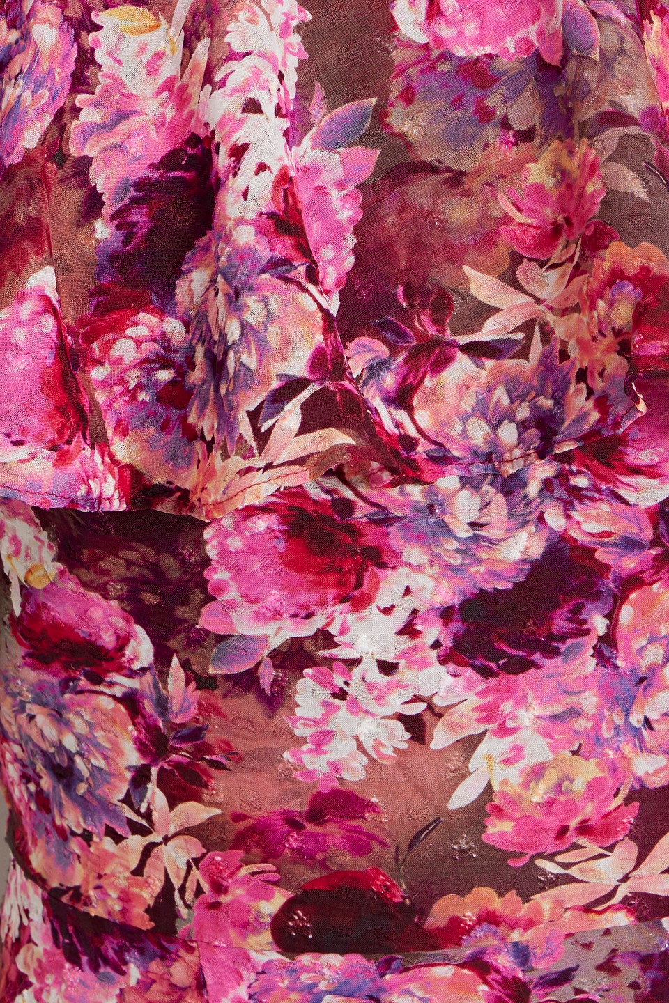 MIKAEL AGHAL OFF-THE-SHOULDER RUFFLED FLORAL-PRINT FIL COUPÉ GOWN