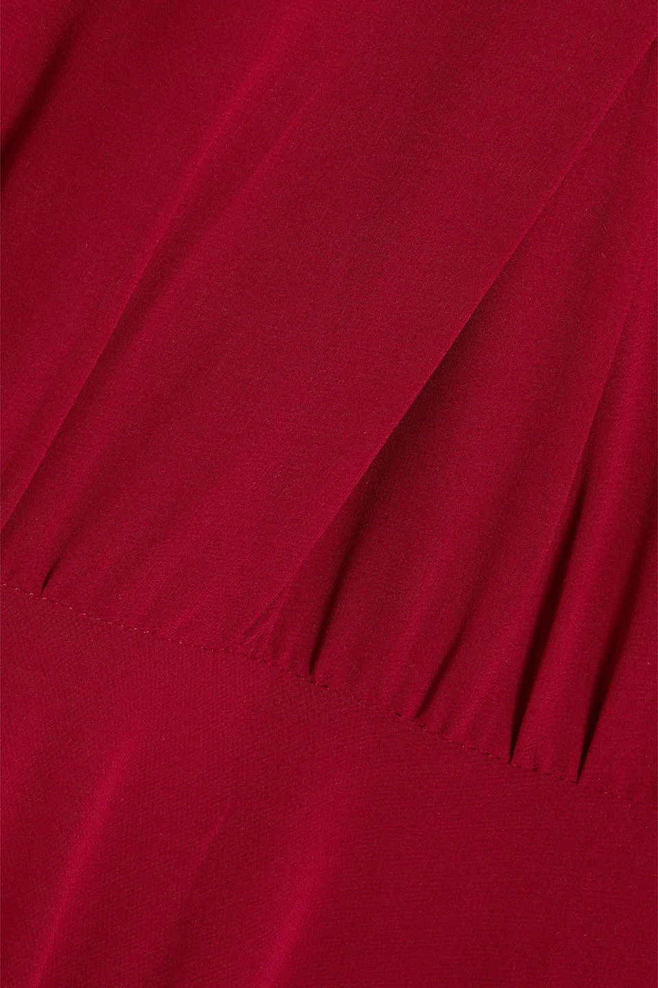 Shop Mikael Aghal Tie-detailed Chiffon Dress In Claret