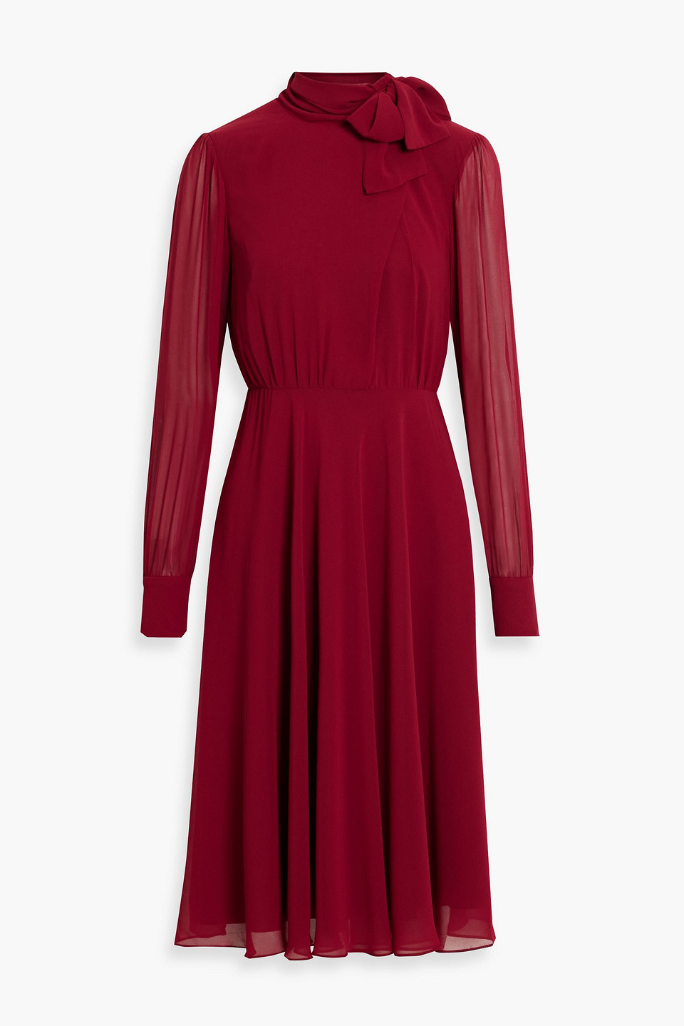 Tie-detailed chiffon dress