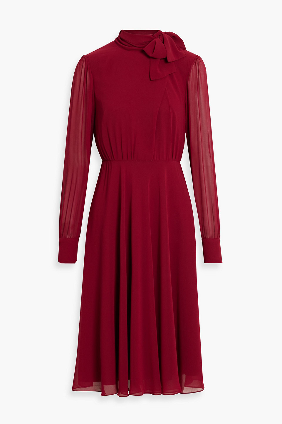 Mikael Aghal Tie-detailed Chiffon Dress In Claret