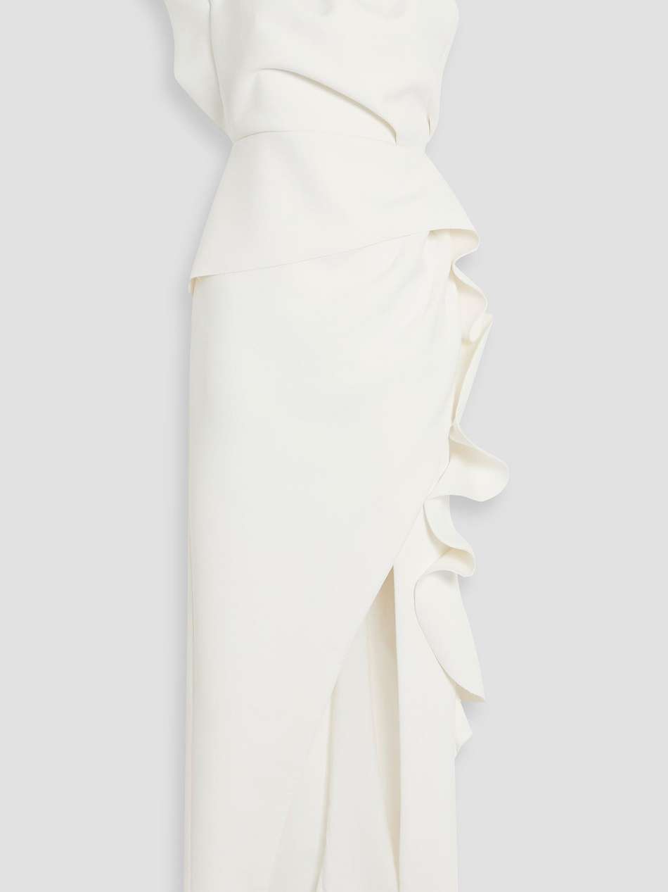 aurora one-shoulder ruffled scuba  gown