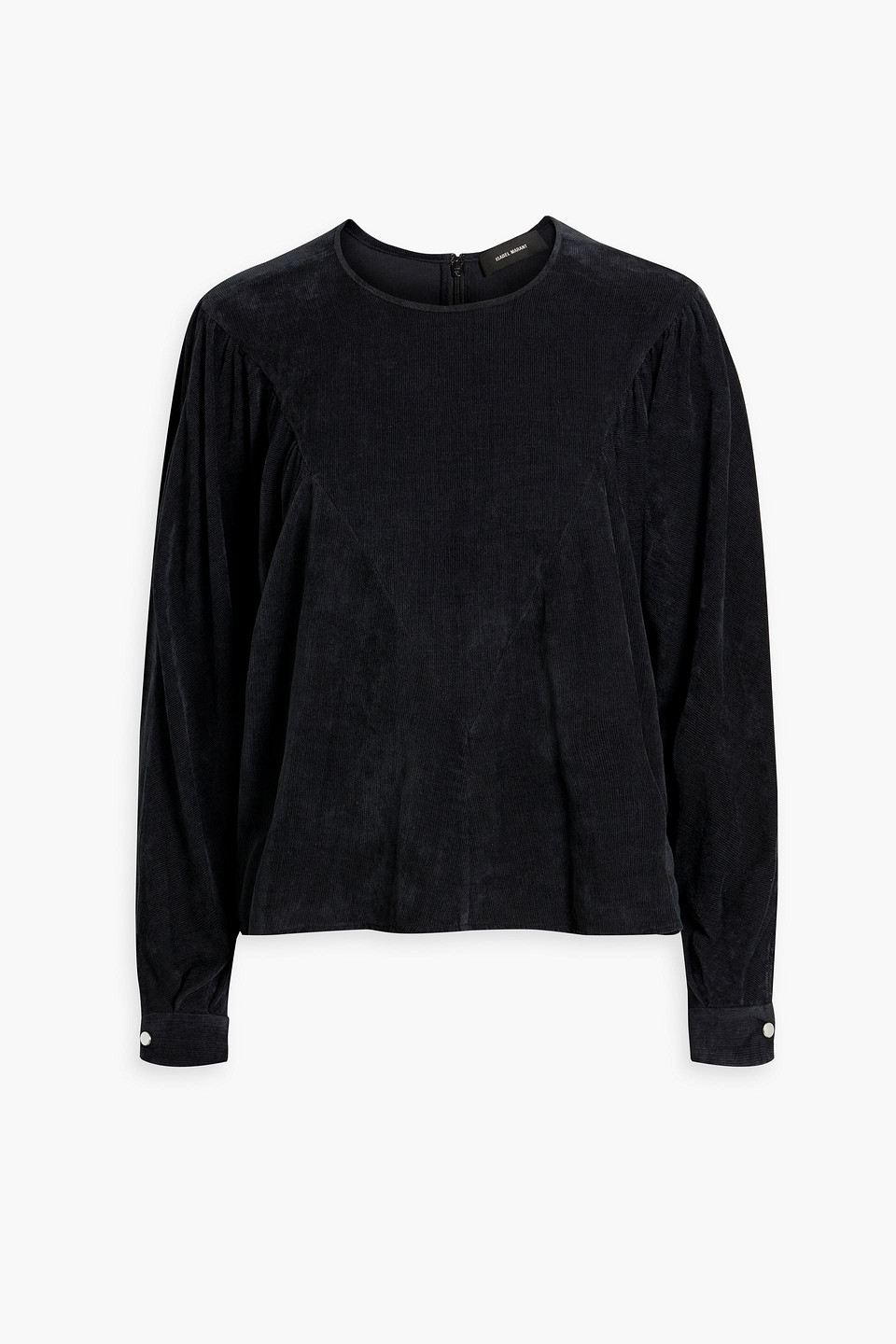 Isabel Marant Venilia Gathered Corduroy Top In Midnight Blue