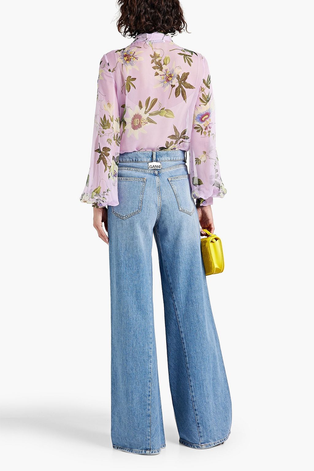 OSCAR DE LA RENTA Pussy-bow floral-print silk-chiffon blouse