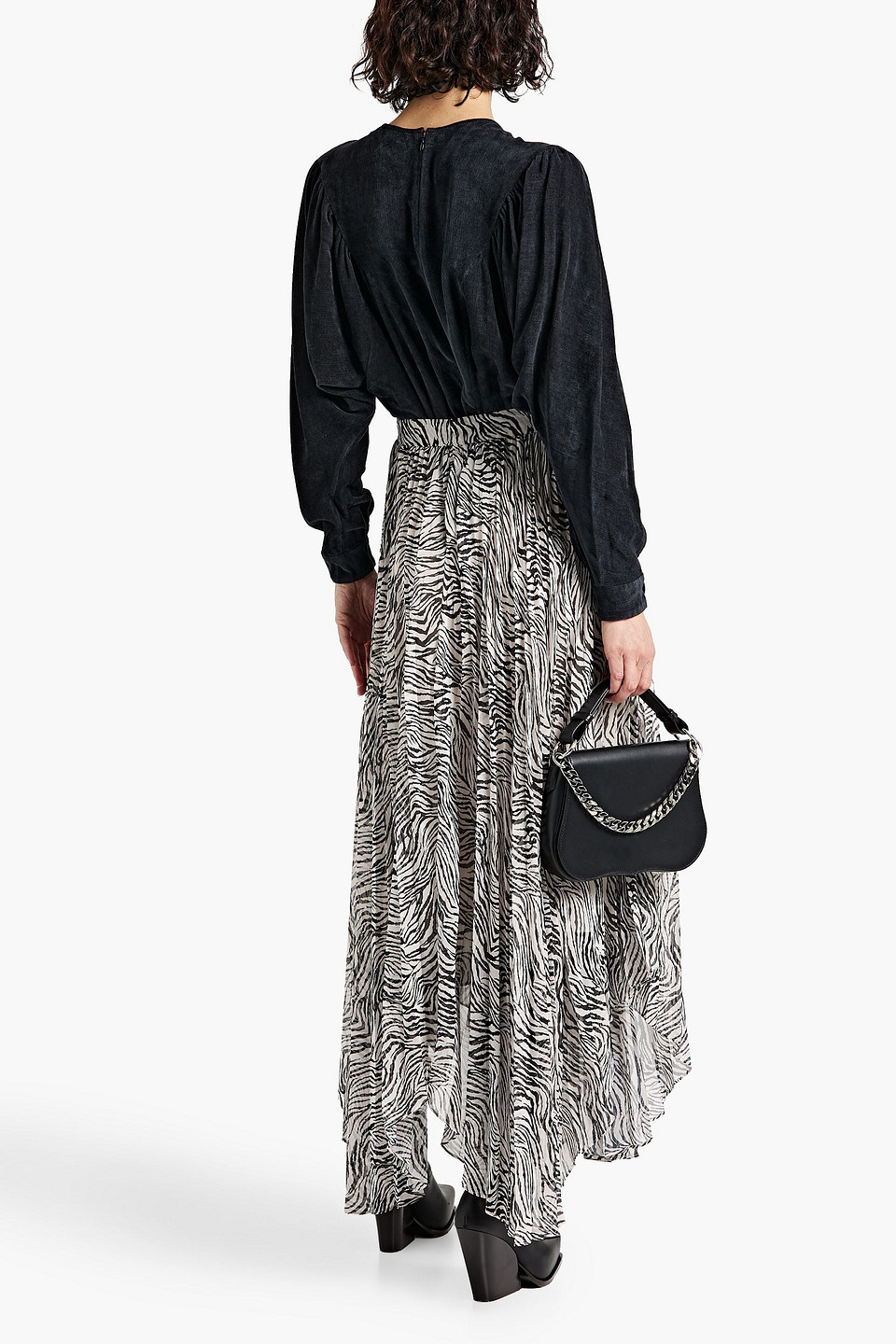 ISABEL MARANT ALENA ASYMMETRIC ZEBRA-PRINT CHIFFON MAXI SKIRT