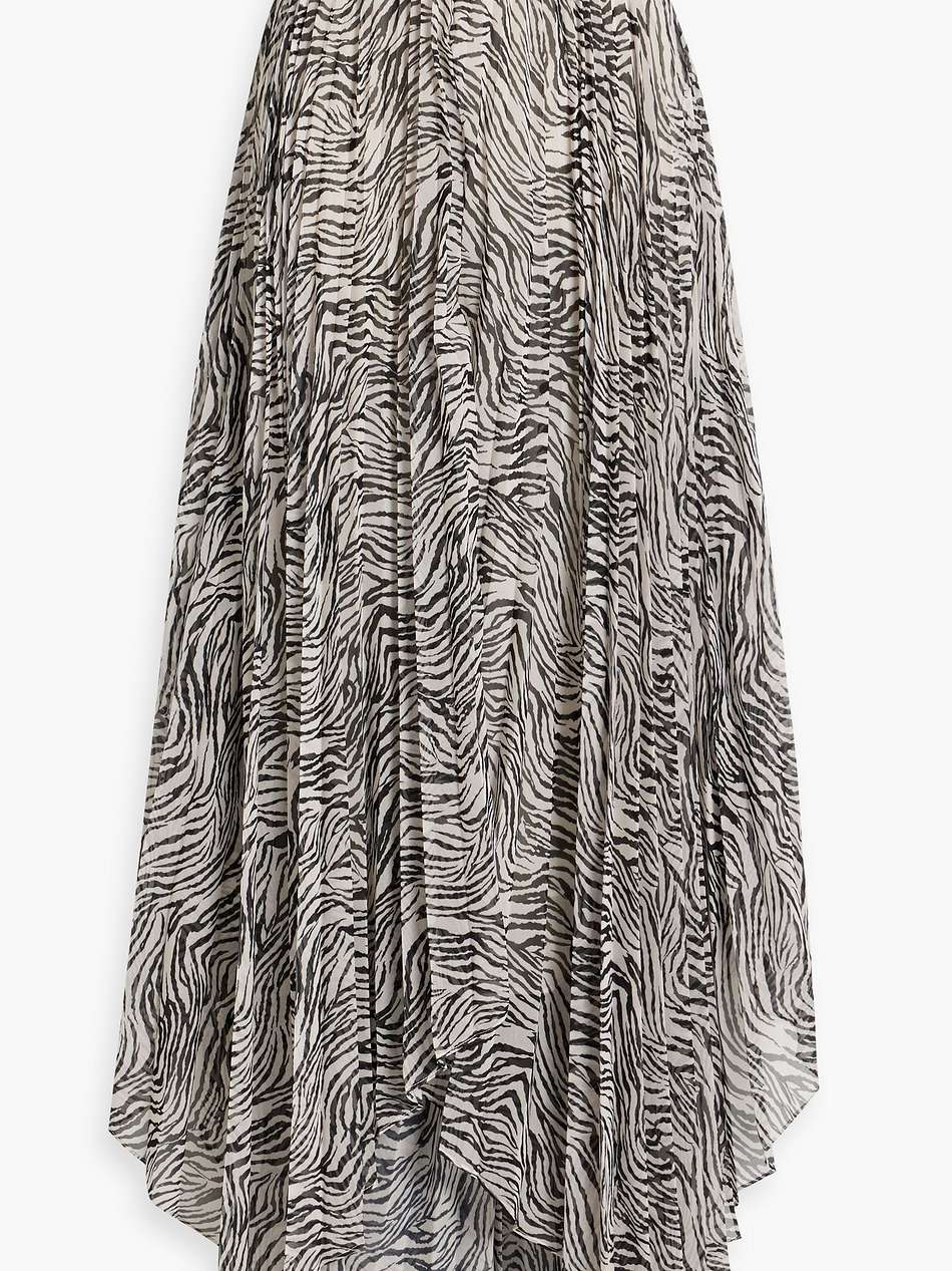 alena asymmetric zebra-print chiffon maxi skirt