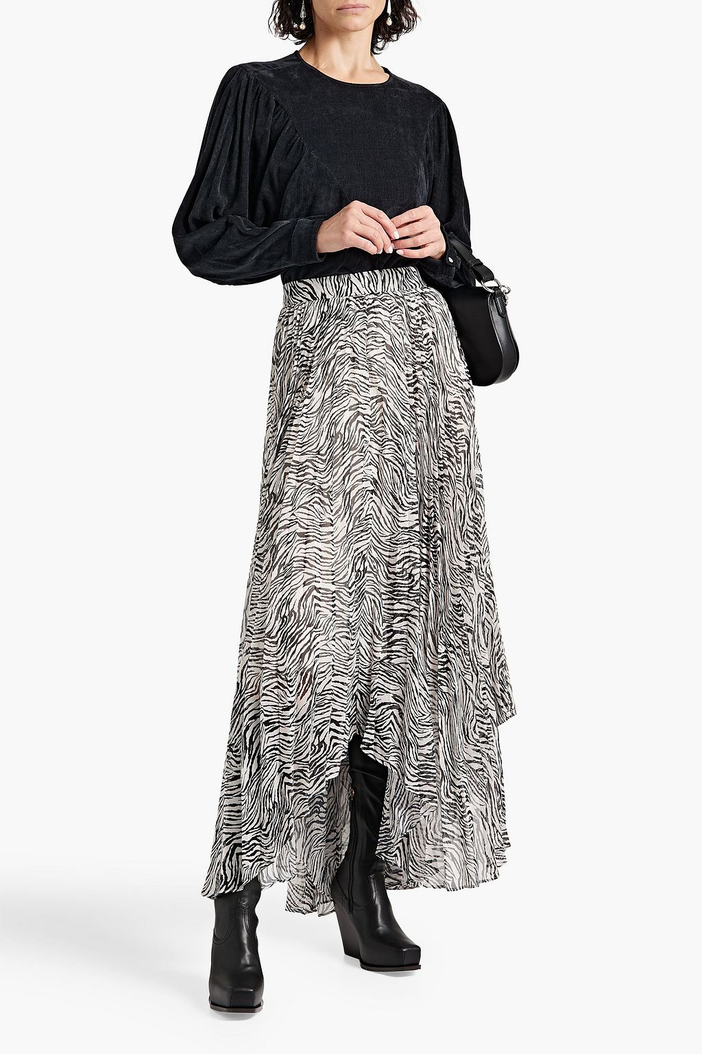 ISABEL MARANT Alena asymmetric zebra-print chiffon maxi skirt