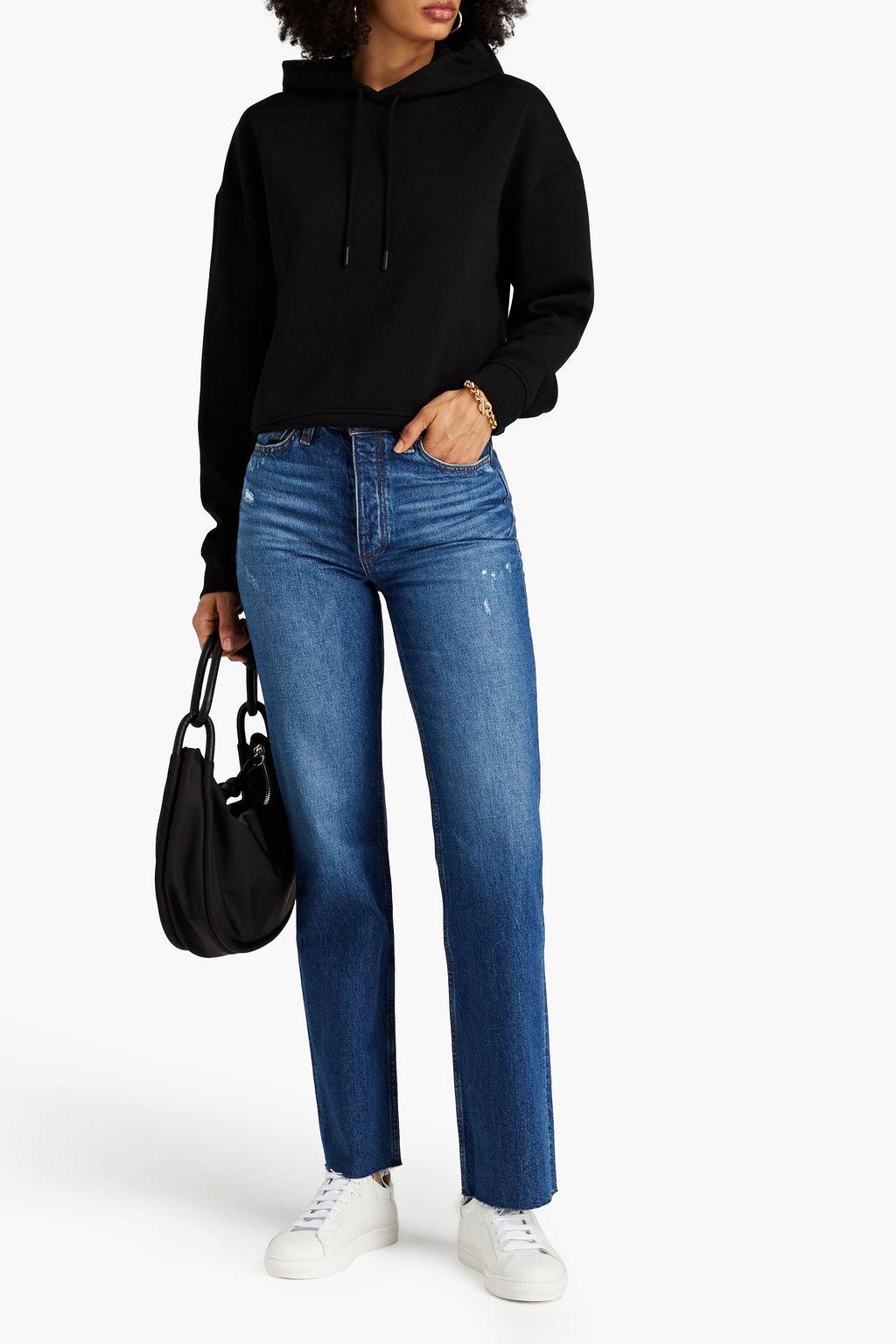 RAG & BONE ハイライズ ストレートレッグジーンズ ダメージ&色あせ加工