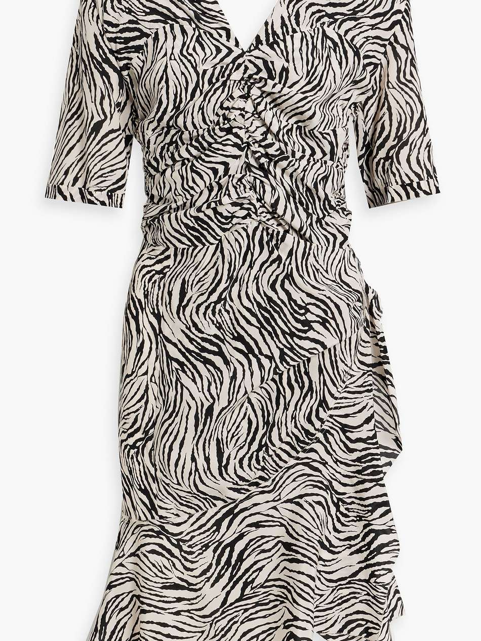 arodie ruched printed silk-blend crepe de chine mini dress