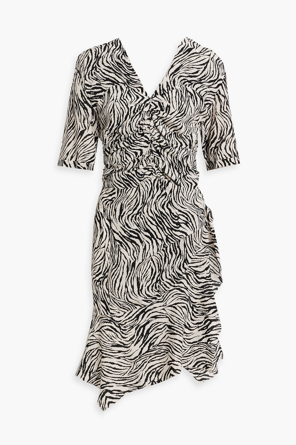 Isabel Marant Arodie Ruched Printed Silk-blend Crepe De Chine Mini Dress In Ecru