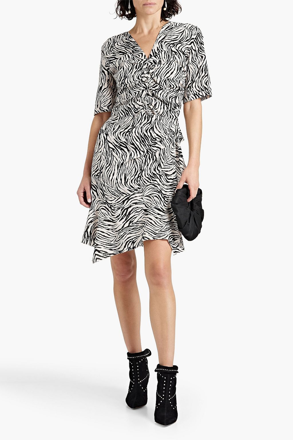 ISABEL MARANT Arodie ruched printed silk-blend crepe de chine mini dress